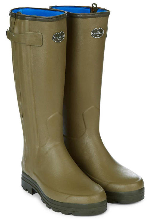 Le Chameau Chasseur Neoprene Lined Wellington Boot Light Green Red Rae Town Country Free Delivery Online